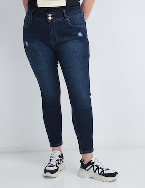 Jeans Skinny Contempo Plus Corte Media Cintura Para Mujer