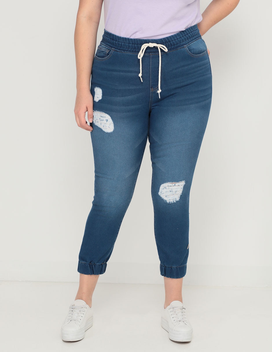 Jeans jogger slim Contempo corte cintura para mujer |
